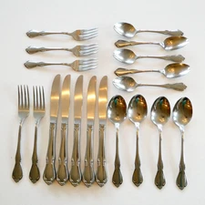 Oneida Oneidacraft Deluxe Chateau Stainless Flatware Silver Floral Lot of 19 pcs