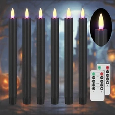 SHENSY Black Flameless Taper Candles with Remote  Timer – 6 Pack 9.64 Battery...