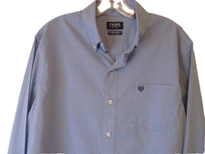 Mens Chaps Shirt Size Large Blue Classic Fit Easy Care Natural Stretch