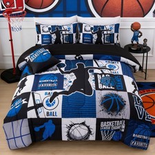 Aimuan Basketball Bedding Set for Boys Kids Teens, Soft Black and Blue Sports...