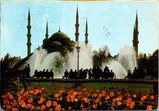 Postcard Turkey Istanbul Blue Mosque and Fountain postmark greece