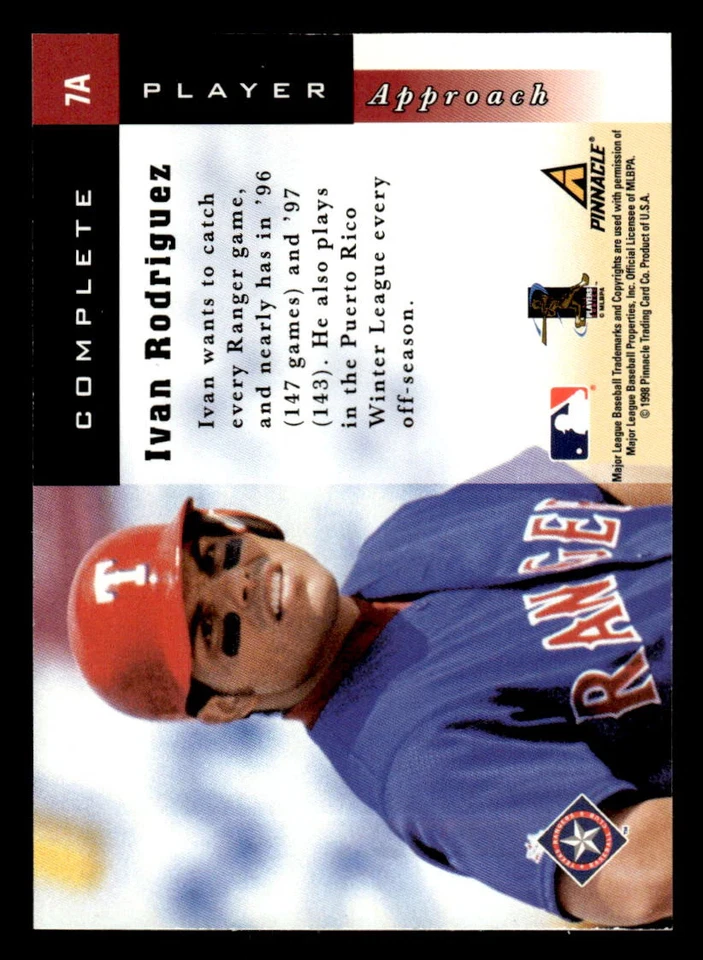 1998 SCORE ROOKIE & TRADED IVAN RODRIGUEZ 7A MINT COMPLETE PLAYERS TEXAS RANGERS - Image 2 of 2
