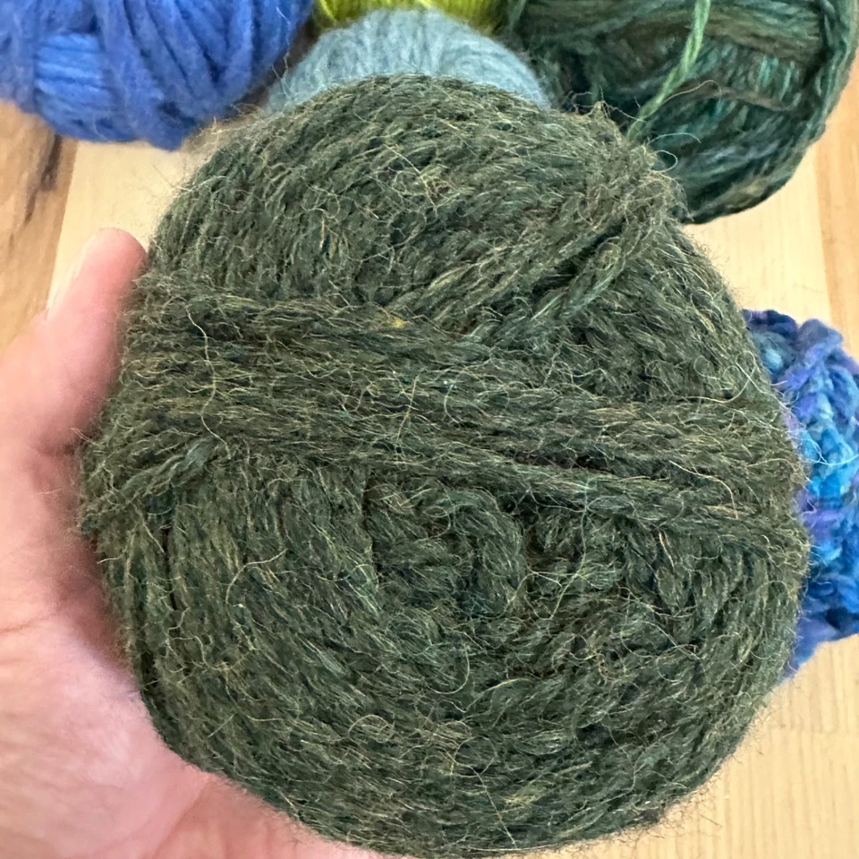 Bolas de hilo acrílico de alpaca de lana premium Hank hilos mixtos cascada cielo azul Foto 4 de 4