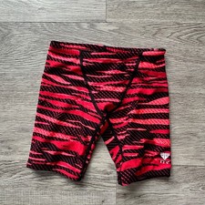 TYR Swim Jammers Size 22 Kids Red Black Swimsuit Competition Training