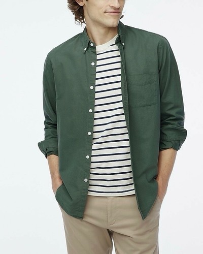 J.Crew Herren Slim Flex Oxford Button-Down Kragen Hemd Farbe Oliv Größe XL