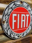 VINTAGE FIAT PORCELAIN SIGN ITALIAN SPORT CAR SALES SERVICE DEALER 12" ENAMEL