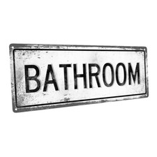 Bathroom Metal Sign; Wall Decor for Bath or Laundry