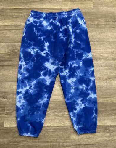 Polo Ralph Lauren Sweatpants Womens Large Jogger Terry Cloth Tie Dye Blue Marble - Picture 2 of 7