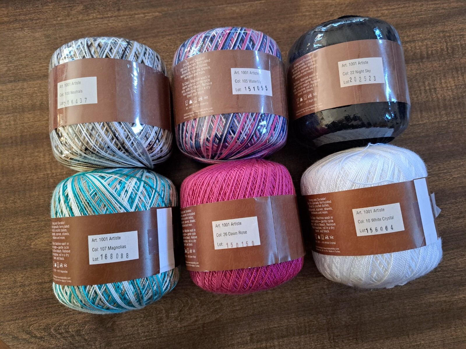 Artiste Acrylic Crochet Thread Size 5 LOT of 6 balls varous colors