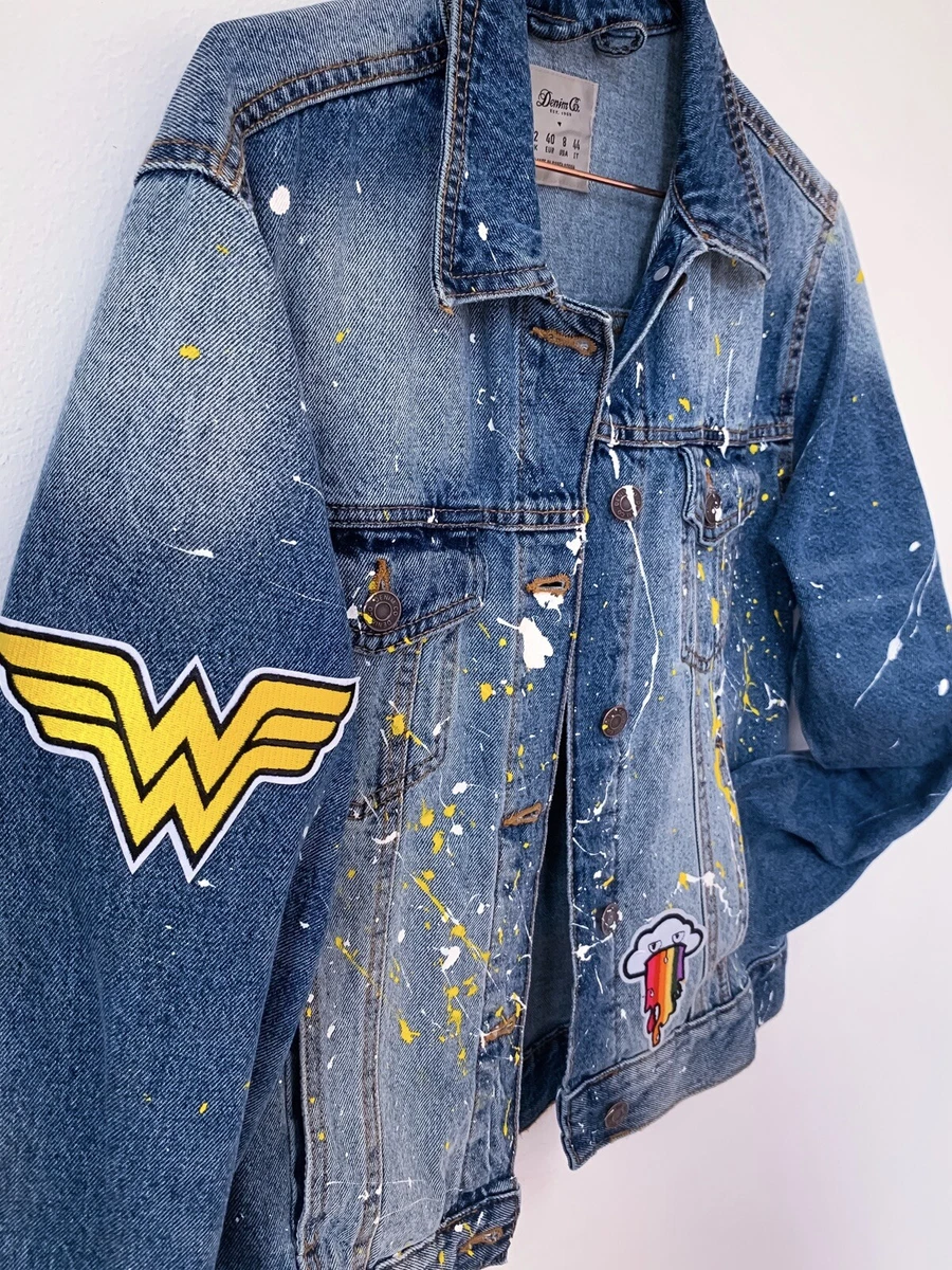 Wonder Woman DC Comics Custom Hand Painted Denim Jacket Strong Feminist Vintage