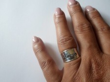 bague en argent massif, prénom Laura, réglable à partir du 54
