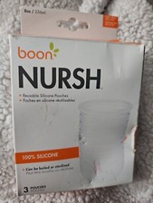  3 8oz Boon Nursh Reusable Silicone Pouches for Baby Bottle NEW