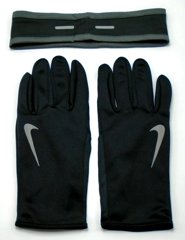Conjunto de diadema y guantes Nike Dri-Fit para mujer M/L negro/plateado Foto 3 de 4