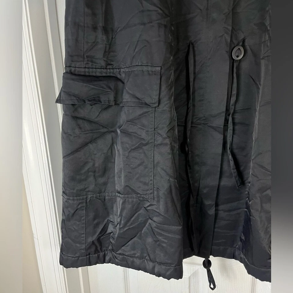 Eileen Fisher Negro Cortavientos Polar Sudadera con Capucha Chaqueta Ligera Nylon Talla M Foto 4 de 4