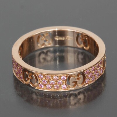 Gucci Pink Sapphire Icon Star Dust Ring Pink Gold 18K US6 BOX