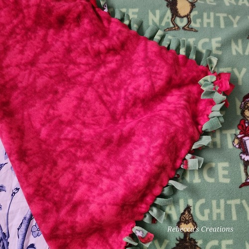 Grinch Christmas Dr. Seuss Tonal Handmade Tie Blanket Oversize Throw 57"X 57" - 第 2/6 張圖片