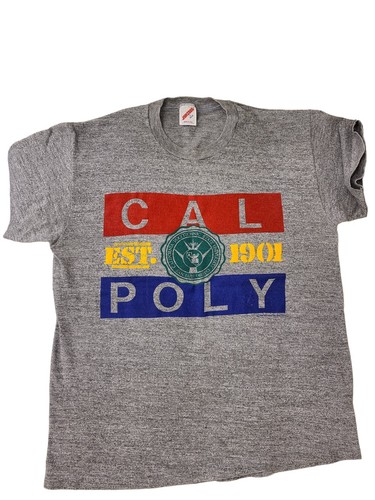 VTG 80’s Jerzees Cal Poly San Luis Obispo Gray T Shirt Size Large Made In U.S.A