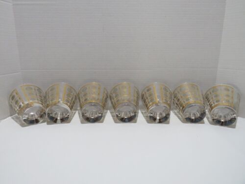 VTG MCM 1950'S/60'S CLUVER 22K GOLD ROCKS/LOWBALL TAPERED GLASSES GOLD/TURQ-7 - Picture 12 of 15