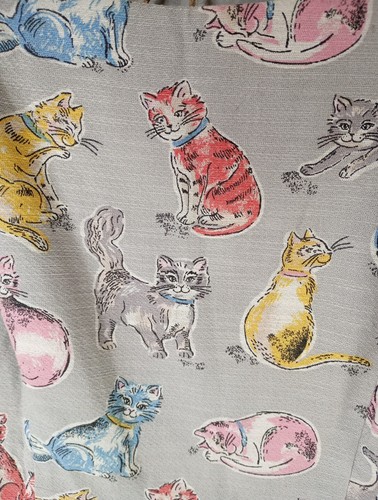 Cath Kidston London Dress Womens Cats/Kittens UK S 8 Grey Pink Blue Yellow Lined - Picture 6 of 18