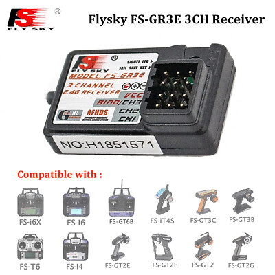 Flysky FS-GR3E 3CH 2.4G Receiver AFHDS for RC Car Boat GT2 GT2B Transmitter V4U3