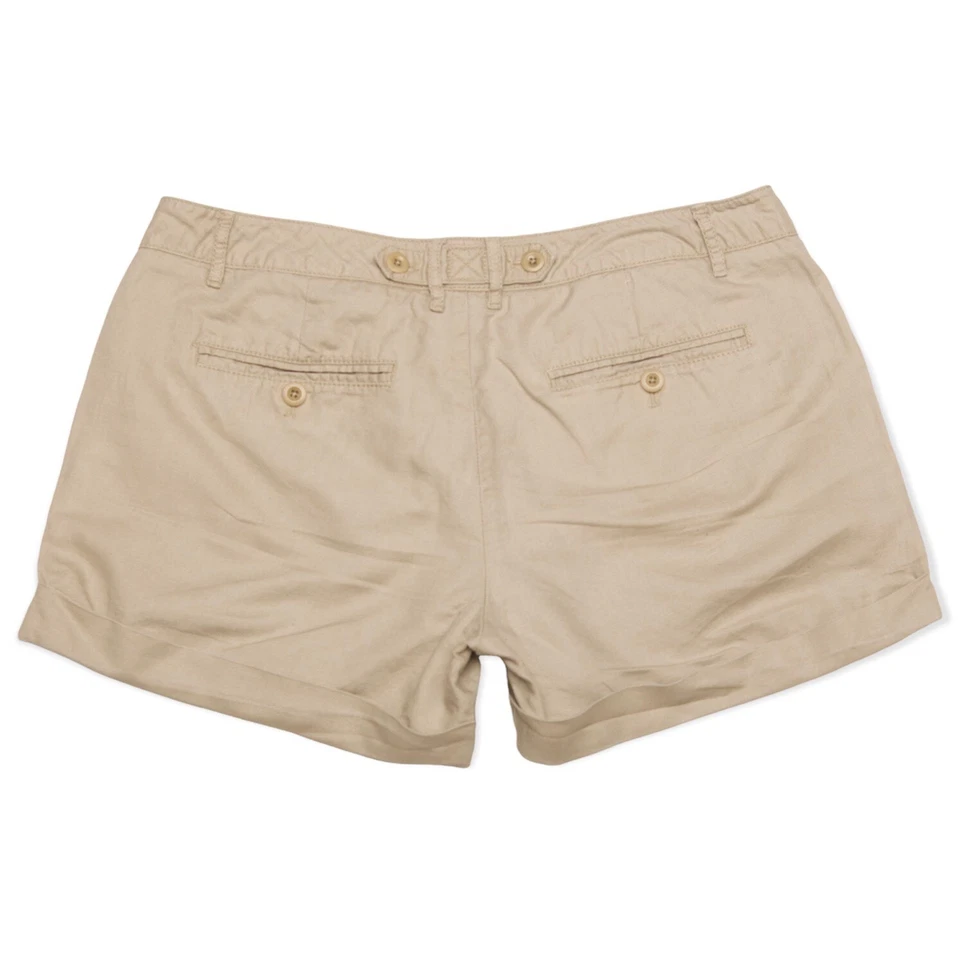 Шорты хаки женские Gap бежевые с манжетами средняя посадка хлопок лен размер 8 31 дюйм талия - Изображение 2 из 3