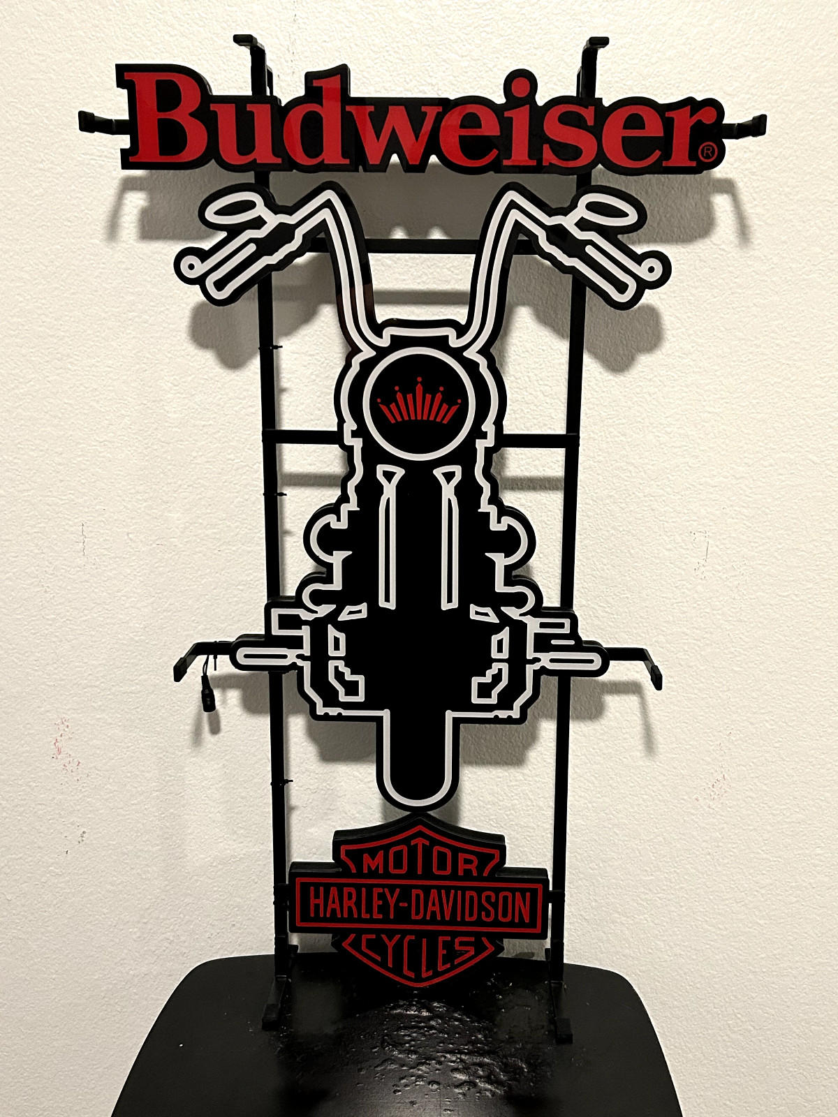 BUDWEISER HARLEY-DAVIDSON MOTORCYCLE LED BAR LIGHT MAN CAVE DISPLAY DECOR NEW