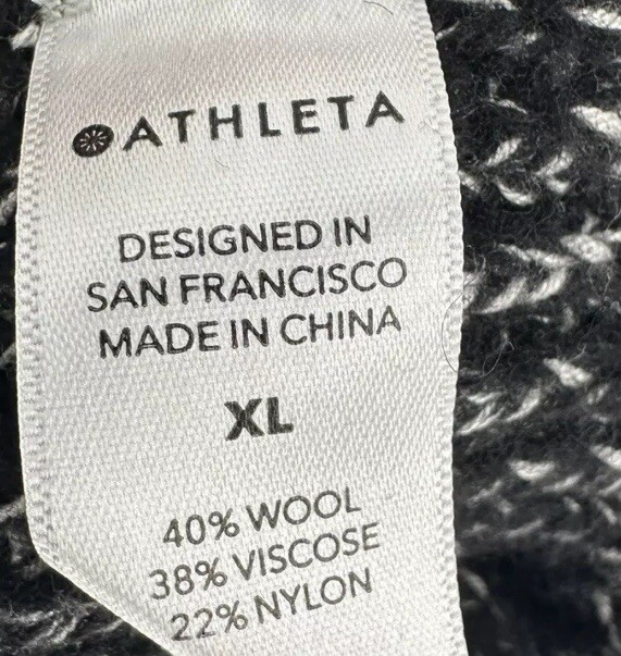 Black White Marled ATHLETA  Switchback Pullover W… - image 4