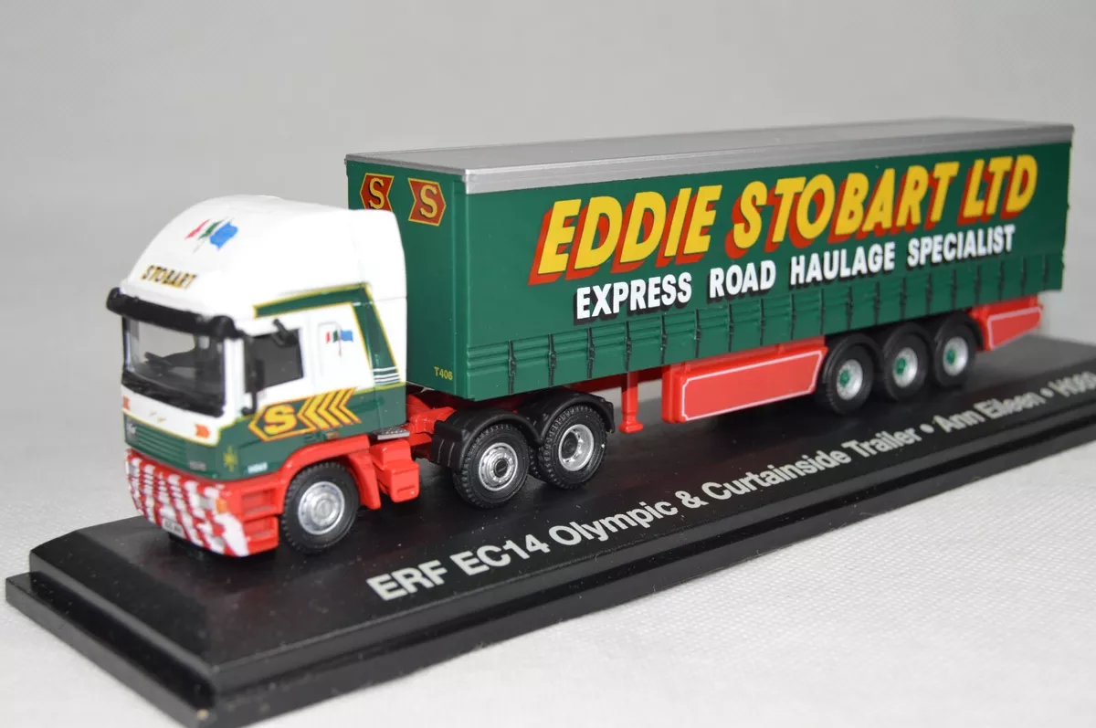 Model Eddie Stobart Truck Lorry ERF EC14 Curtainsider Oxford Diecast Scale 1 76