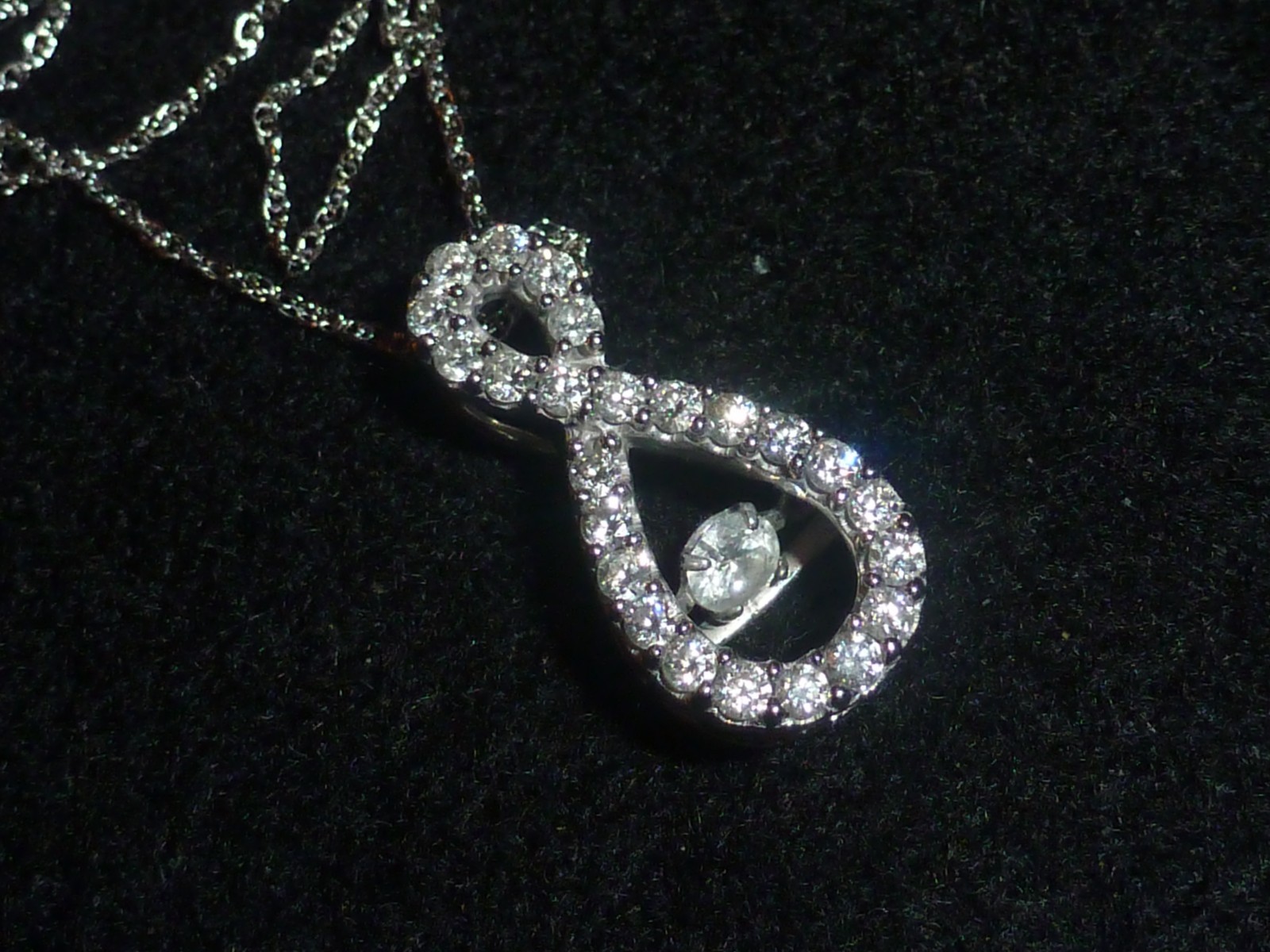 10K SOLID WHITE GOLD DIAMOND INFINITY PENDANT AND… - image 1