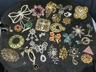 31 Pieces~Rhinestone Brooch/Pins~Costume Jewelry Lot~Mostly Vintage~Some Marked