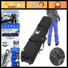 Padded Rolling Ski Bag with Wheels for Air Travel - Holds 2 Pairs up to 190cm