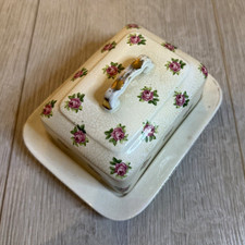 Vintage ceramic cottagecore butter dish ibsons England
