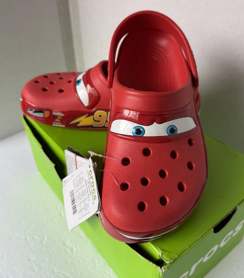 New Box Unisex Lightning McQueen Crocs Lights Red Women Size 7 Men Size 5 - Image 2 of 4