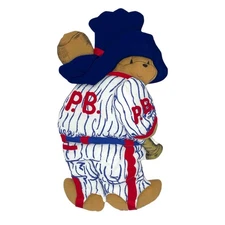 Vintage Paddington Bear Baseball Soft Plush Wall Hanging Decoration 1990