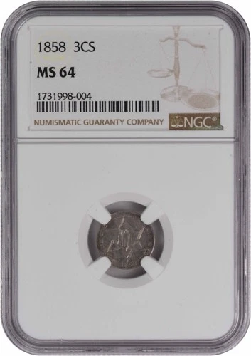 1858 Three Cent Silver MS64 NGC
