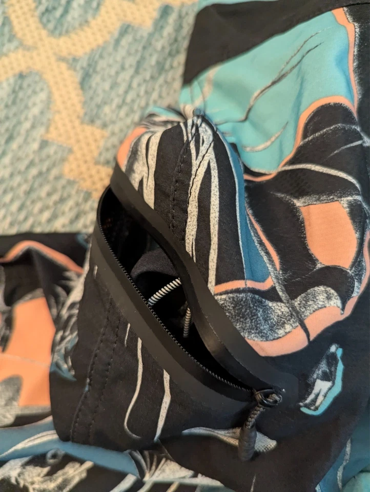 Volcom Mod Tech Swim Trunks Shorts Mens 32 Turquoise Floral Beach Tropical - Image 3 of 4