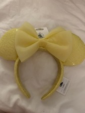 Disney Parks Yellow Sequin Bow Minnie Mickey Mouse Ears Headband New 2026
