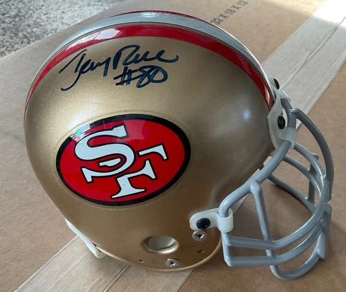 JERRY RICE AUTHENTIC SIGNED MINI-HELMET = SAN FRANCISCO 49ERS RIDDELL HELMET