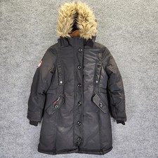 Canada Weathergear Coat Youth 10/12 Black Parka Hood Winter Goose Logo