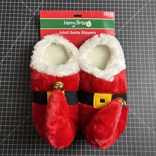 Christmas House Slippers Bedroom Shoes Santa or Elf Jingle Mens 7-8 size