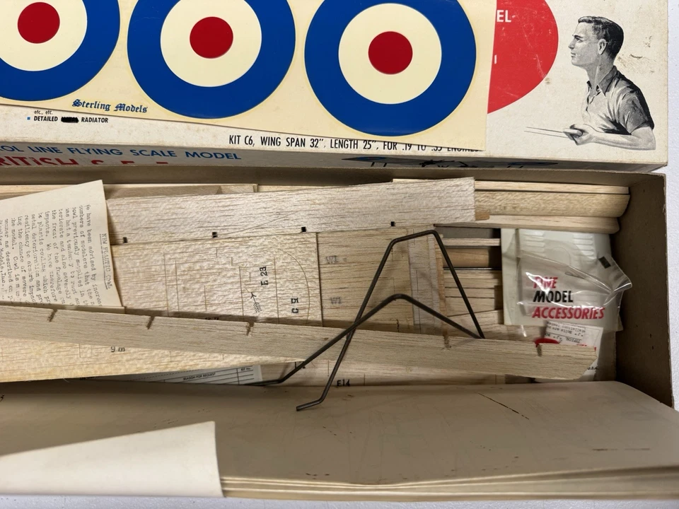 Vintage Sterling Se5a Balsa Model Airplane Kit 32” WS S.E.5 Control Line - Image 4 of 4