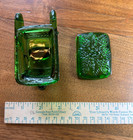 Very Rare Green Depression glass wheelbarrow with lid, boot, and small bowl. — photo 8