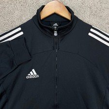 Adidas Track Jacket Youth XL/18-20 Black White Long Sleeve Full Zip 3 Stripe
