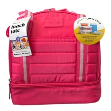 Fit & Fresh Lunch Bag, Includes Meal Prep Set & Ice Pack (Hot Pink)