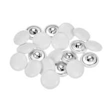 20pcs Leather Covered Button 20mm Metal Round Sewing Buttons, White