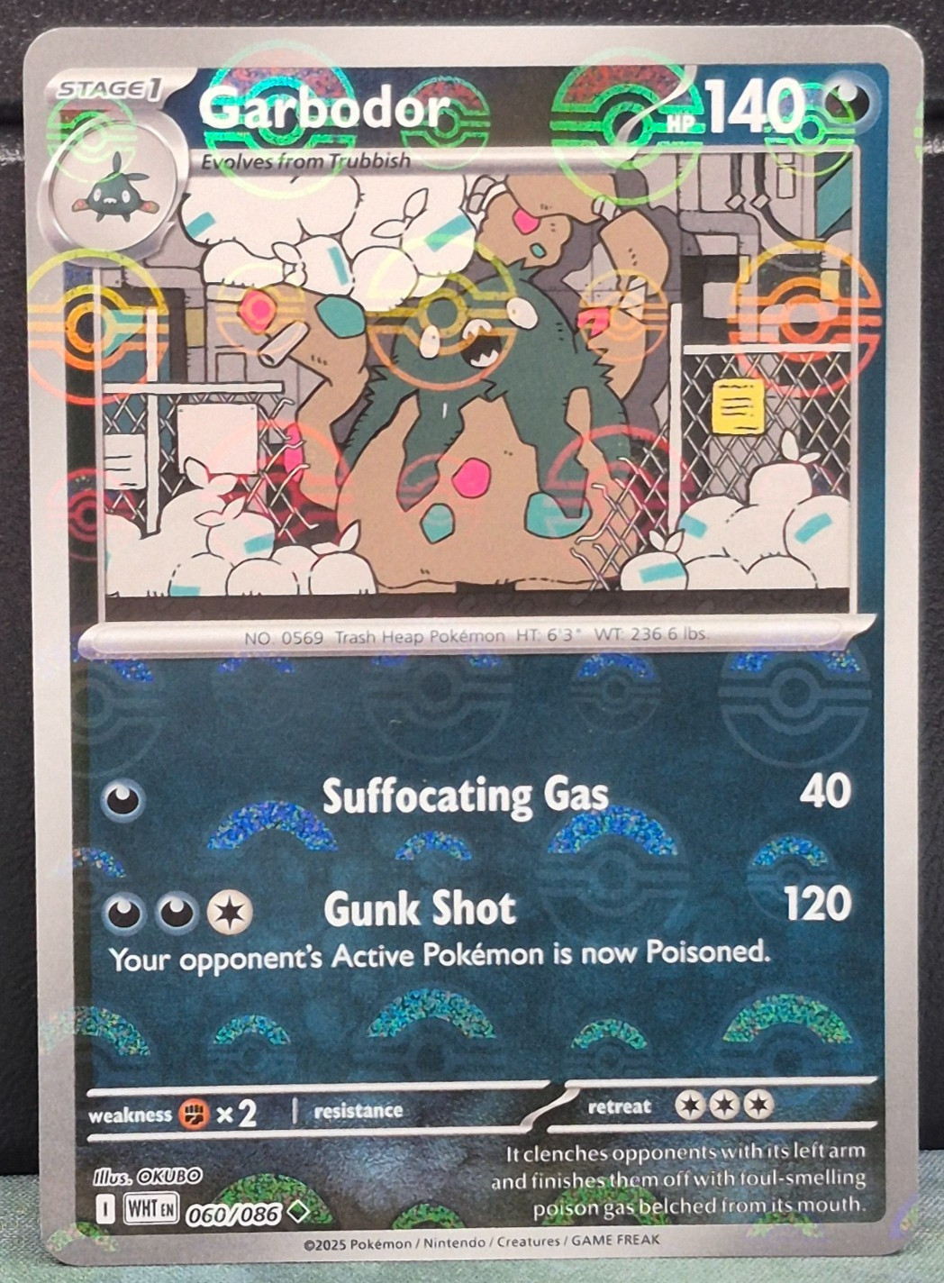 Garbodor 060/086 Poke Ball Pattern Reverse Holo White Flare Pokemon Near Mint NM
