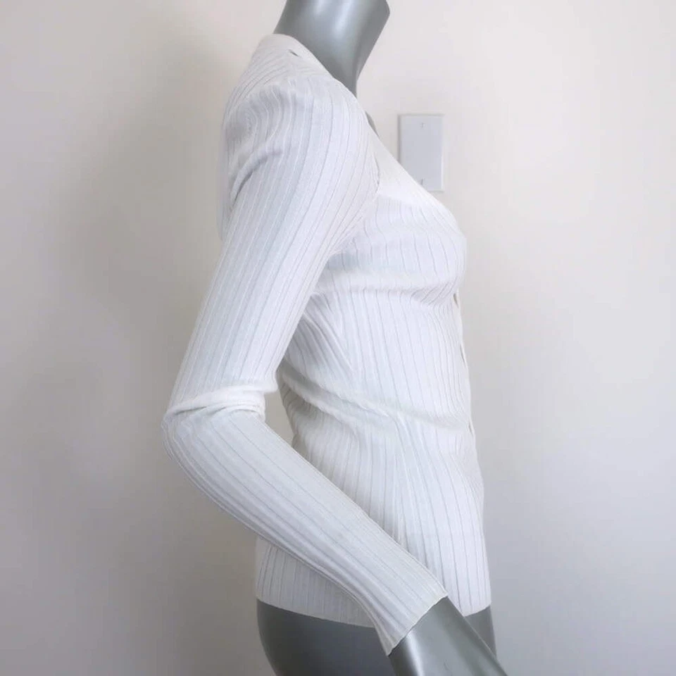 Suéter Diane von Furstenberg Monaco Recortado Blanco Acanalado Tejido Talla Pequeña NUEVO Foto 4 de 4