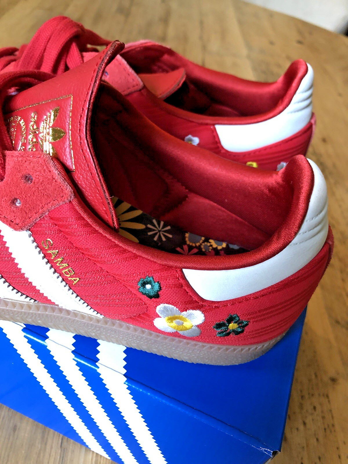 Liberty Adidas SAMBA OG W Trainers in Box, Red, Size 8.5, RRP £100 - worn once image 3