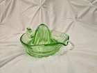 Antique Green Uranium Depression Glass Citrus Juicer