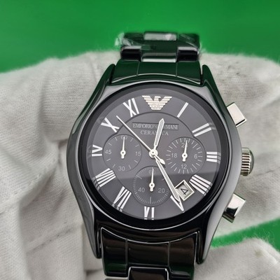 EMPORIO ARMANI MENS WATCH STAINLESS BLACK STRAP WITH BLACK DIAL AR1400 GENUINE